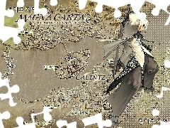 postać miecz, kobieta, Magna Carta, wojownik, mapa