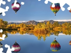 Balony, Jezioro, Jesień, Góry
