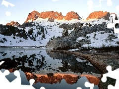 Jezioro, Góry, Śnieg