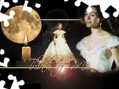 suknia, biała, Phantom Of The Opera, księżyc, Emmy Rossum
