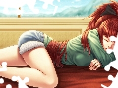 Anime, Łóżko, Śpiąca, Dziewczyna