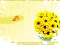 Żółtych, Kwiatków, Bukiet