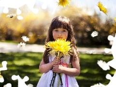 Dziewczynka, Kwiaty, Mała
