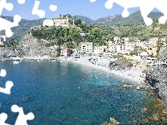 Włochy, Monterosso, Morze, Panorama