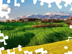 Włochy, Góry, Wiosna, Pola