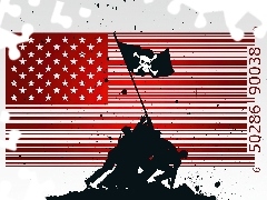 flaga, żołnierze, Amerykańska