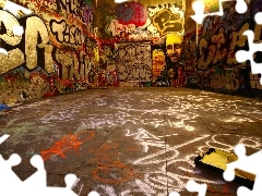 Ściany, Pomalowane, Pomieszczenie, Graffiti, Farby