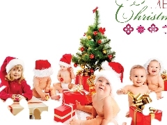 Święta, Prezenty, Dzieci, Choinka