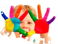 Ręce, Dziecka, Pomalowane