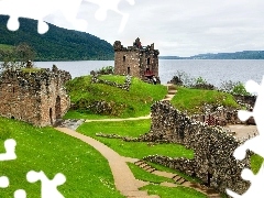 Jeziorem, Nad, Szkocja, Lochness, Ruiny