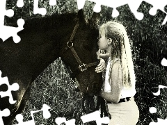Koń, Długimi, Włosami, Dziewczynka, Fotografia, Z