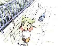 Yotsubato, kot, płot, dziecko