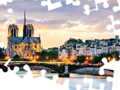 Rzeka, Most, Katedra, Notre Dame