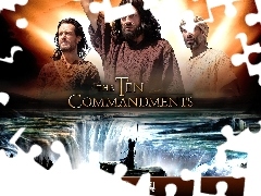 broda, mężczyźni, The Ten Commandments, napis, wodospad
