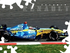spojler, kask , Renault, Formuła 1, koła, bolid, opony