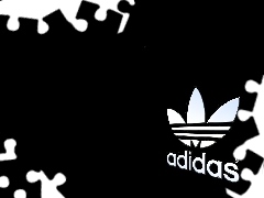 Czarne, Adidas, Białe, Tło, Logo