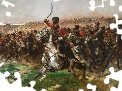 Bitwa, Jean Baptiste Édouard Detaille, Malarstwo, Konie, Obraz