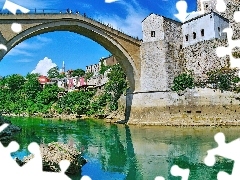 Mostar, Stary Most, Rzeka, Bośnia i Hercegowina, Domy