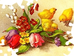 Kurczaczki, Kwiaty, Wielkanoc