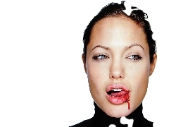 czarny golf, krew, Angelina Jolie