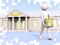Pieniądze, 3D, Bank
