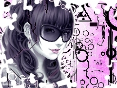 Grafika 2D, Wzory, Dziewczyna, Okulary