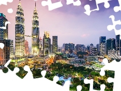 Wieżowce, Miasto, Malezja, Petronas Towers, Kuala Lumpur