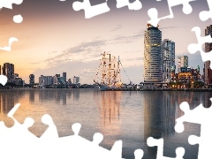Wieżowce, Żaglowiec BAP Unión, Domy, Holandia, Rzeka Moza, Rotterdam