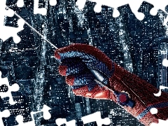 Film, Miasto, Ręka, Niesamowity Spider-Man, Pajęczyna