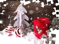 Bombki, Lampion, Śnieg, Boże Narodzenie, Świąteczne, Św