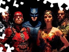 Gal Gadot - Wonder Woman, Jason Momoa - Aquaman, Ben Affleck - Batman, Film, Ezra Miller - Flash, Liga Sprawiedliwości - Justice League, Ray Fisher - Cyborg