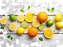Pomarańcze, Cytryny, Deski, Limonki, Drewniane, Cytrusy, Ow
