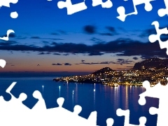 Miasto, Morze, Funchal, Noc, Zatoka