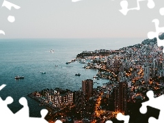 Morze Liguryjskie, Monako, Domy, Statki, Lazurowe Wybrzeże, Monte Carlo