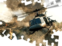 Ruiny, Helikopter, Call of Duty Black Ops Cold War, Ogień, Gra