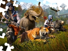 Zwierzęta, Słoń, Postacie, Tygrys, Uzbrojone, Far Cry 4, 