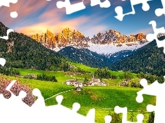 Drzewo, Wieś, Dolomity, Włochy, Góry, Okwiecone, Lasy, Dr