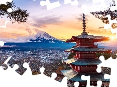 Chureito Pagoda, Świątynia, Góra, Fudżi, Wyspa Honsiu, Japonia, Miasto Fujiyoshida, Prefektura Yamanashi, Mount Fuji