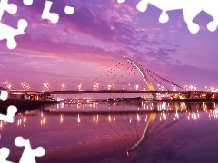 Most, Dazhi Bridge, Tajwan, Chmury, Tajpej, Oświetlony, Rze