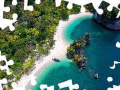 Plaża, Skały, Tajlandia, Morze, Prowincja Krabi, Wyspa Ko 
