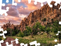 Droga, Drzewa, Stany Zjednoczone, Szlak Peavine Trail, Arizona, Point of Rocks, Skały, Prescott
