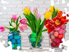RĂłĹźnokolorowe, Kolorowe, Naczynia, Wielkanoc, Tulipany
