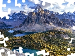 Góry Skaliste, Kanada, Lasy, Jeziora, Mount Assiniboine, Al