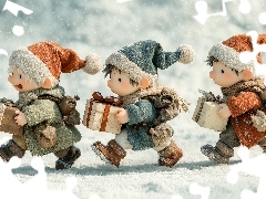 Trzej, Prezent, Grafika, Chłopcy