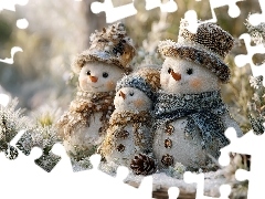 Szaliki, Grafika AI, Bałwany, Kapelusze, Trzy