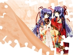 dziewczyny, kwiat, Cg Art, kimono