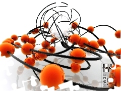 orbity, pomarańczowe, 3D, Wektorowa
