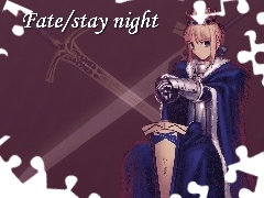 miecz, postać, napis, Fate Stay Night