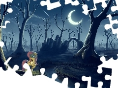 Drzewa, Księzyc, My Little Pony, Noc