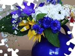 Kwiaty, Kolorowe, Niebieski, Flakon
